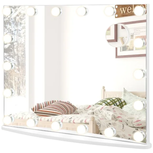 Miroir Maquillage Hollywood-18 Ampoules LED Tactile Grossissement 3x Éclairage Blanc Froid/Chaud/Neutre