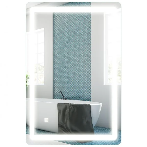 Miroir Mural de Salle de Bain avec Éclairage Led Intégré 50 000 H Blanc Froid 12 V 100 X 60cm Blanc