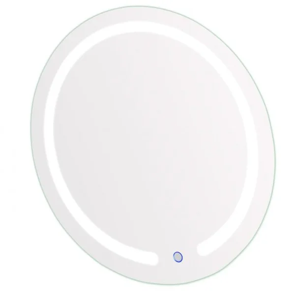 Miroir mural rond 50 cm Miroir de maquillage mural en verre avec interrupteur tactile intelligent LED Lumière blanche