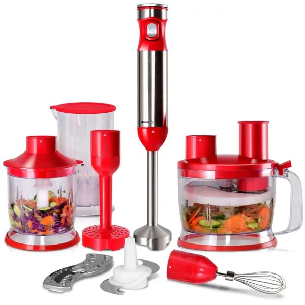 Mixeur blender puissant 1000W Blender Smoothie Hachoir avec 3 bols 700-500-1000ml Corps en acier inoxydable Rouge