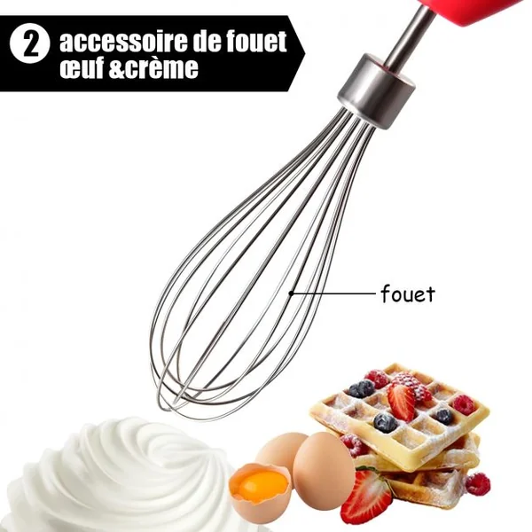Mixeur blender puissant 1000W Blender Smoothie Hachoir avec 3 bols 700-500-1000ml Corps en acier inoxydable Rouge