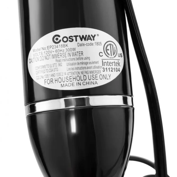 Mixeur Plongeant Mélangeur à Main en Acier Inoxydable et ABS, doseur 700 ml, bol Hachoir 500 ml, 38.5x6.5x6.5cm, Noir