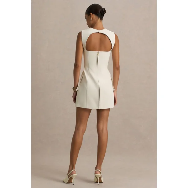 Mollie | Micro mini-robe nude ajustée à encolure carrée