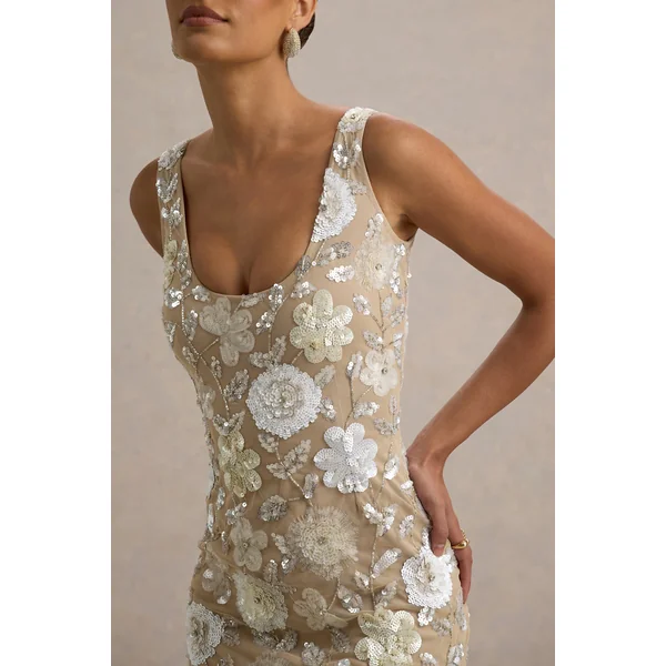 Moonshine | Mini-robe à décolleté carré ornée de fleurs