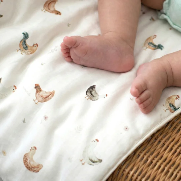 Moses basket cover set in cotton satin, Gallina