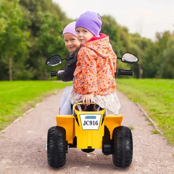 Moto Electrique 20W pour Enfants de 3 à 8 Ans Moto Véhicule alimenté par Batterie 6V Capacité 20KG 72x57x56 cm Jaune