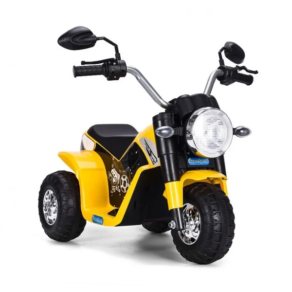 Moto Electrique 20W pour Enfants de 3 à 8 Ans Moto Véhicule alimenté par Batterie 6V Capacité 20KG 72x57x56 cm Jaune