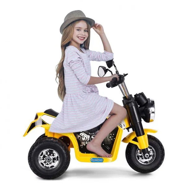 Moto Electrique 20W pour Enfants de 3 à 8 Ans Moto Véhicule alimenté par Batterie 6V Capacité 20KG 72x57x56 cm Jaune