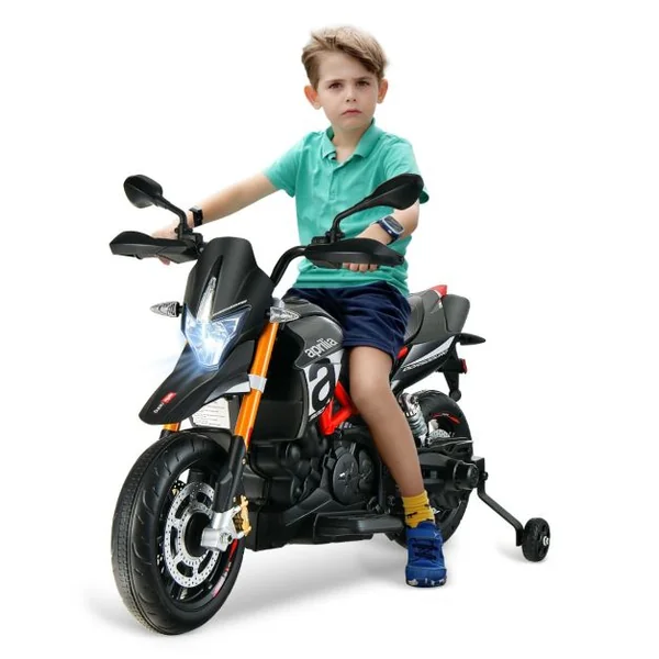 Moto Electrique pour Enfants 12V avec Lumières LED Musique MP3 Roues Antidérapantes 37-95 mois Gris