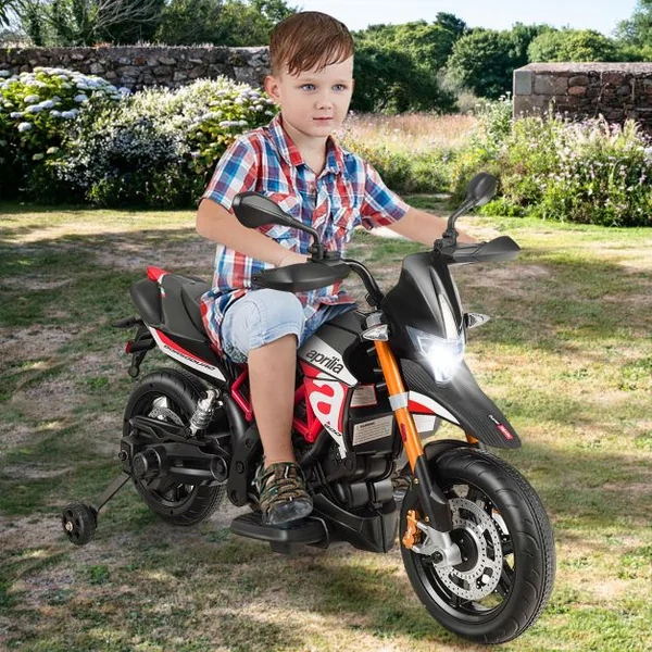 Moto Electrique pour Enfants 12V avec Lumières LED Musique MP3 Roues Antidérapantes 37-95 mois