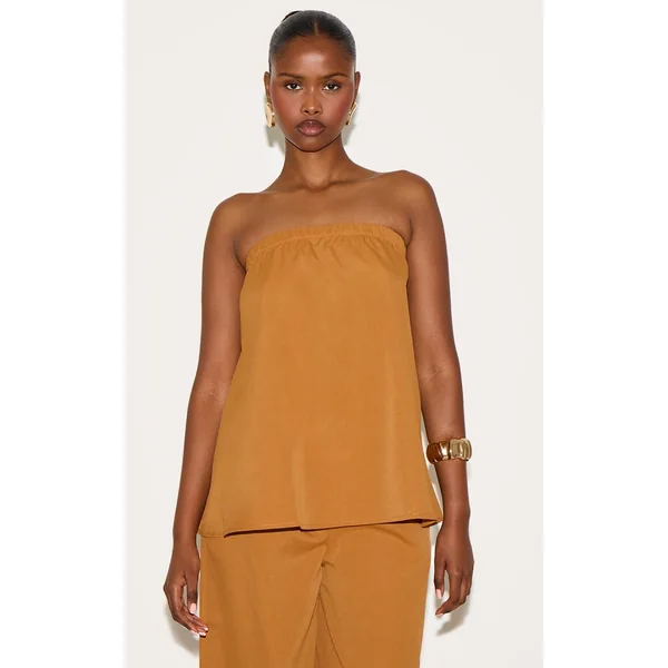 Moutarde Top Bandeau Long Tissé Moutarde Foncé