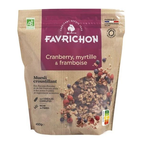 Muesli croustillant cranb myrt framboise 450g