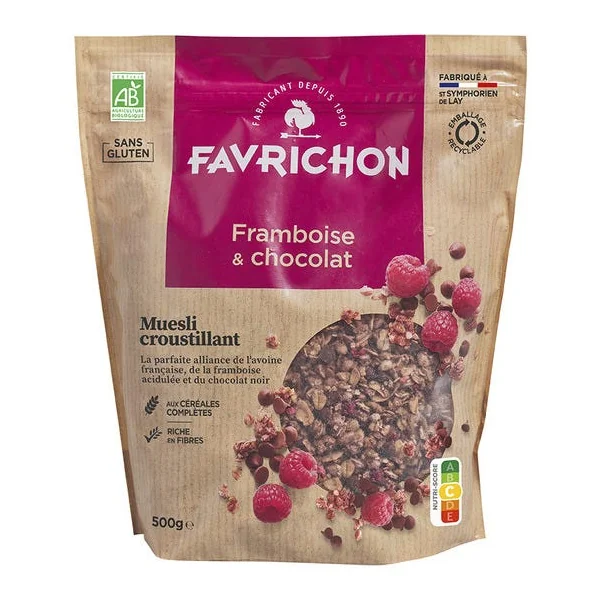 Muesli croustillant framboise & chocolat 500g