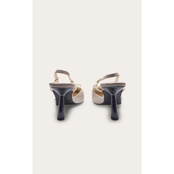 Multicolore Escarpins À Talons Hauts Noirs Et Crème À Bout Pointu Avec Nœud En Synthétique