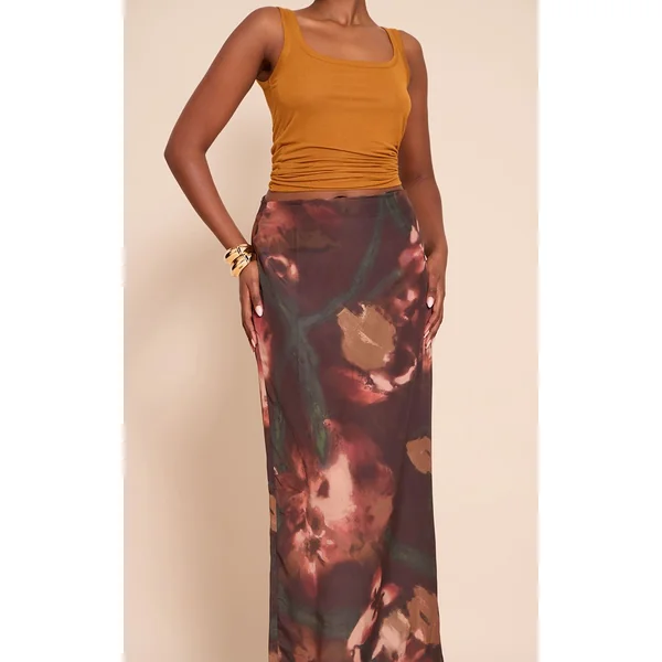 Multicolore Jupe Longue En Mousseline Imprimé Zèbre