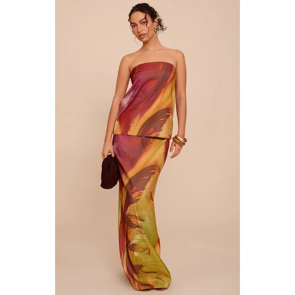 Multicolore Jupe Longue Tissée À Imprimé Fleuri