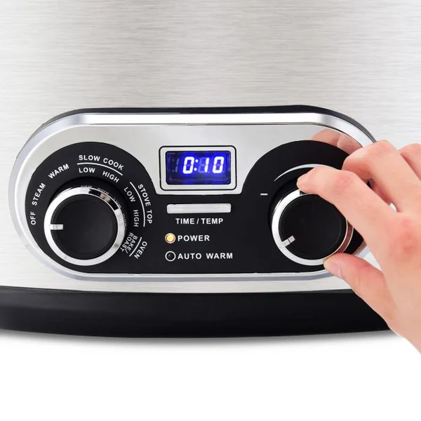 Multicuiseur électrique 5.6 Litres 1000W Autocuiseur électrique intelligent 7-en-1 Cuiseur à vapeur en inox et écran LED