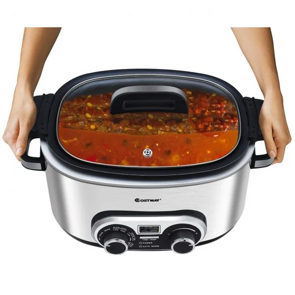 Multicuiseur électrique 5.6 Litres 1000W Autocuiseur électrique intelligent 7-en-1 Cuiseur à vapeur en inox et écran LED