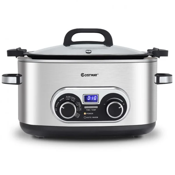 Multicuiseur électrique 5.6 Litres 1000W Autocuiseur électrique intelligent 7-en-1 Cuiseur à vapeur en inox et écran LED