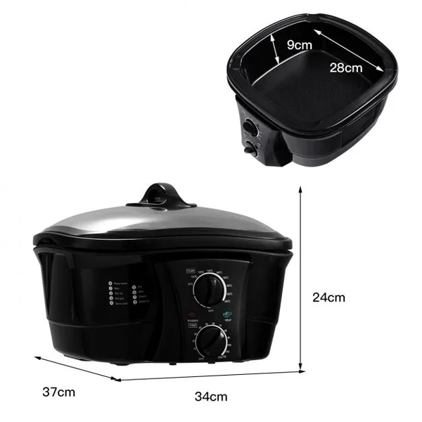 Multi-cuiseur Électrique 8 en 1 Autocuiseur Multifonction 1500W Antiadhésive avec Accessoires Capacité 5L Noir