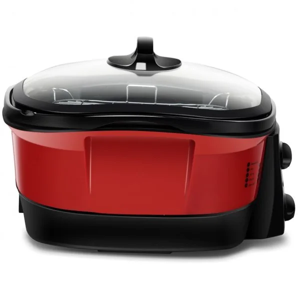Multi-Cuiseur Électrique 8 en 1 Mijoteuse Multifonction 1500w Fond Antiadhésif Capacité 5 L 335x335x27cm Rouge
