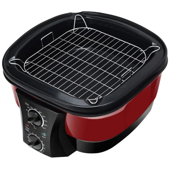 Multi-Cuiseur Électrique 8 en 1 Mijoteuse Multifonction 1500w Fond Antiadhésif Capacité 5 L 335x335x27cm Rouge