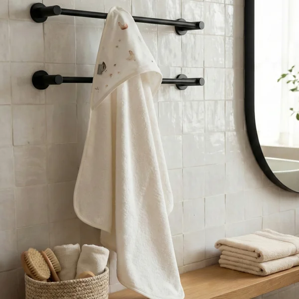 My first baby bath cape in cotton and bamboo, Gallina