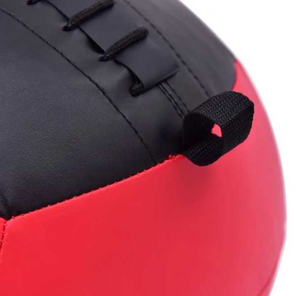 Médecine Ball de 4 kg Balle de Rééducation et Fitness en Cuir Synthétique, 34,5 x 34,5 x 34,5 cm, Rouge et Noir