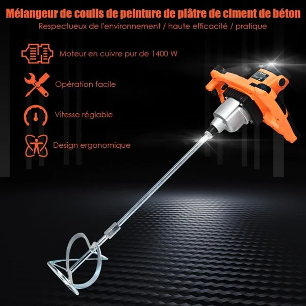 Mélangeur Malaxeur Electrique 230v-50Hz 1400W Vitesses Réglable entre 0 - 900rpm/min