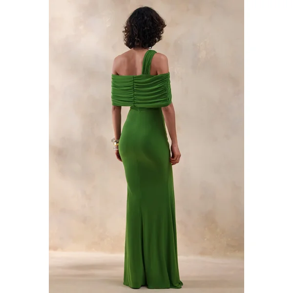 Nala | Robe Longue Verte Asymétrique À Découpes