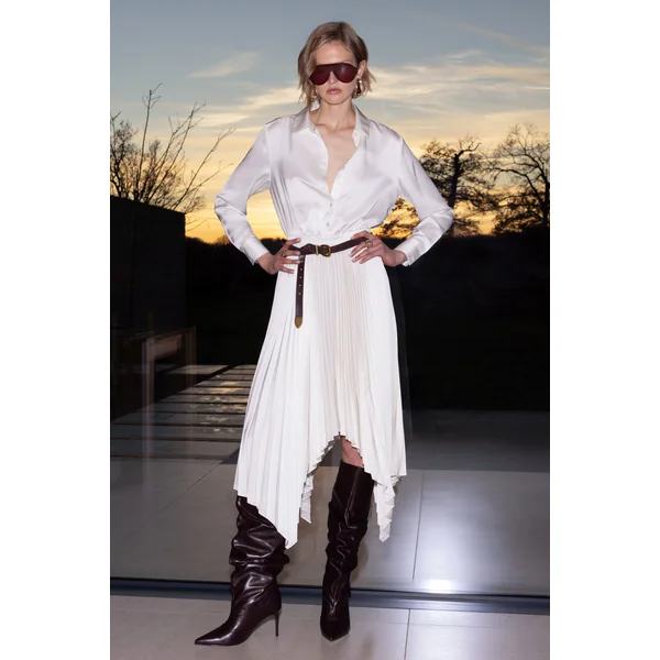 Naxos | Robe chemise longue en satin crème