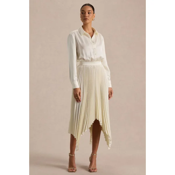 Naxos | Robe chemise longue en satin crème