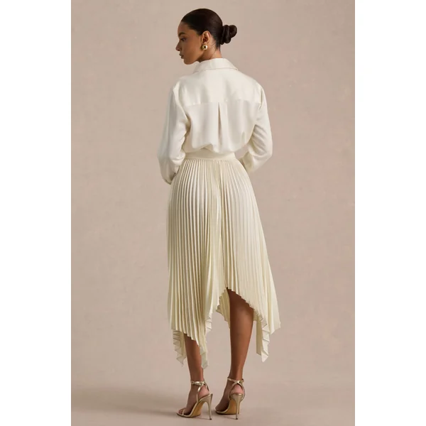 Naxos | Robe chemise longue en satin crème