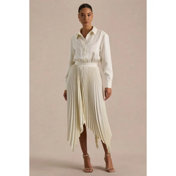Naxos | Robe chemise longue en satin crème