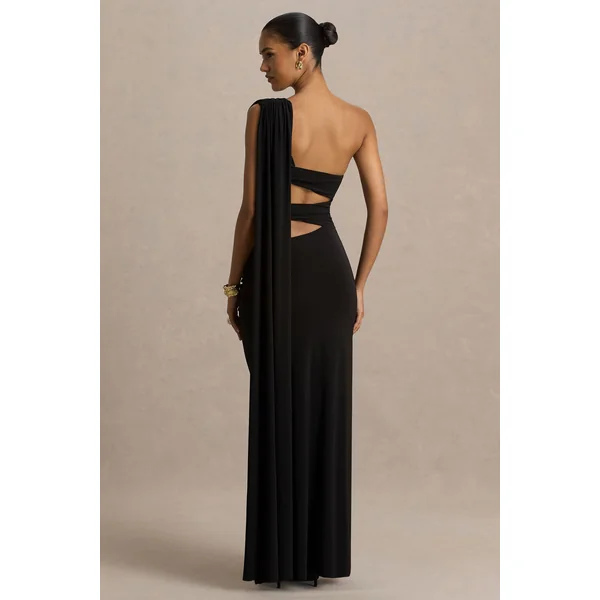 Nebula | Robe longue bandeau noire avec découpes