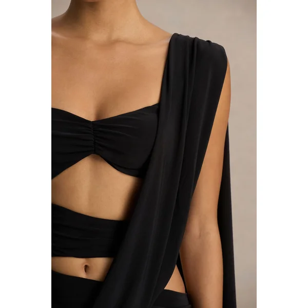 Nebula | Robe longue bandeau noire avec découpes