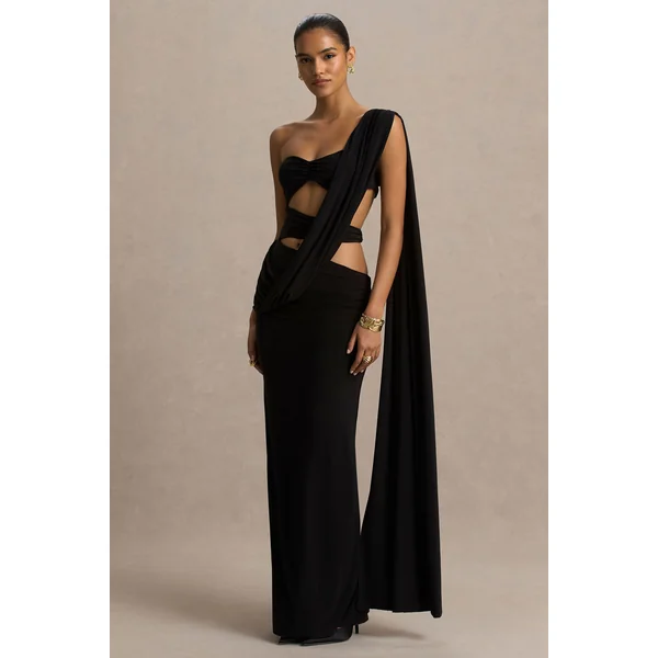 Nebula | Robe longue bandeau noire avec découpes