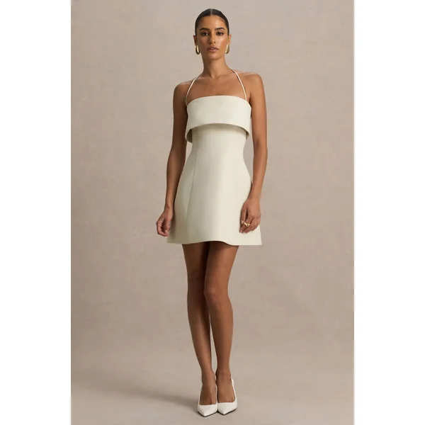 Nelly | Mini-robe nude à col bandeau