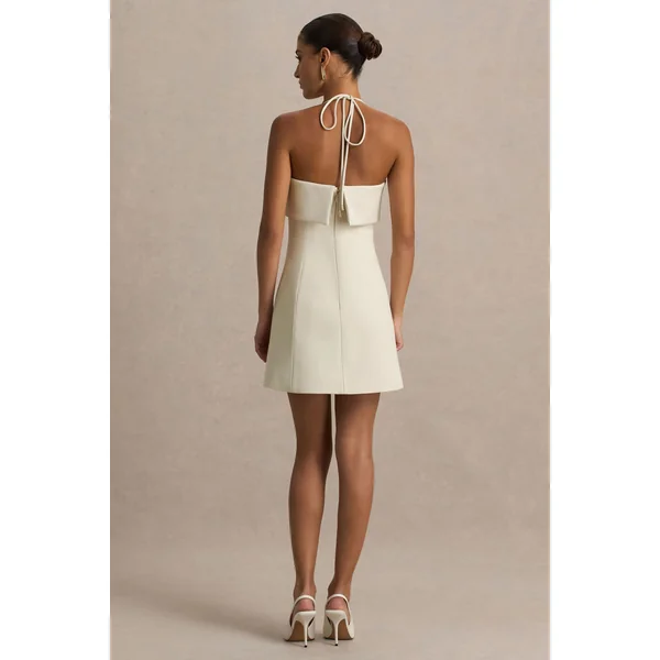 Nelly | Mini-robe nude à col bandeau