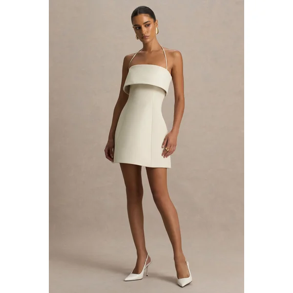 Nelly | Mini-robe nude à col bandeau