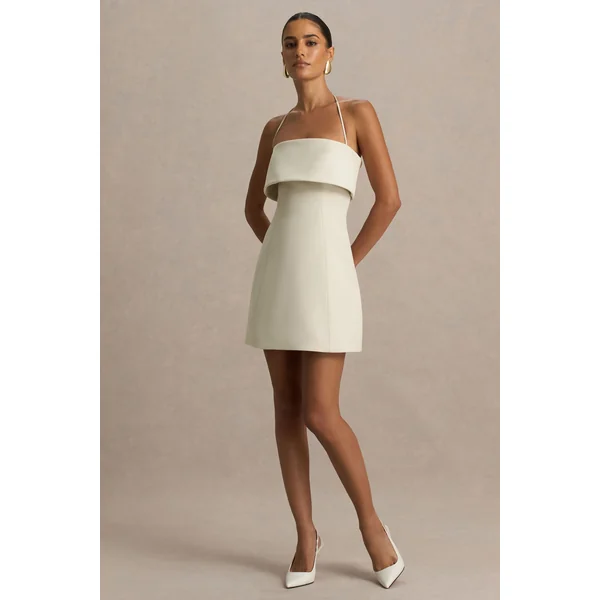 Nelly | Mini-robe nude à col bandeau