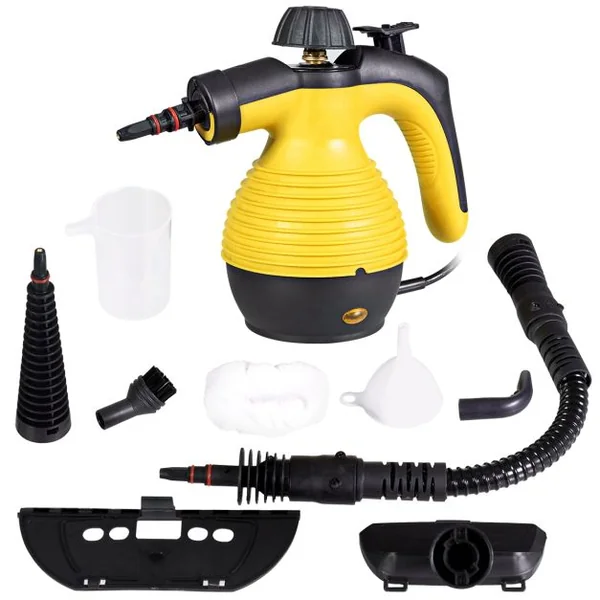 Nettoyeur Vapeur à Main Portable 900-1050 W Réservoir 350 ML 9 Accessoires Température Vapeur : 135°-167°, 27x13,5x21cm
