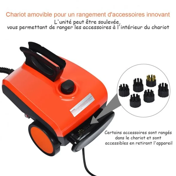 Nettoyeur à Vapeur 1,5L Polyvalent 4.0 Bar Vadrouille à Vapeur 1500W avec 18 Accessoires