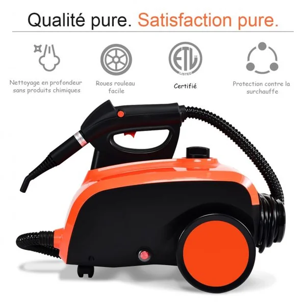 Nettoyeur à Vapeur 1,5L Polyvalent 4.0 Bar Vadrouille à Vapeur 1500W avec 18 Accessoires