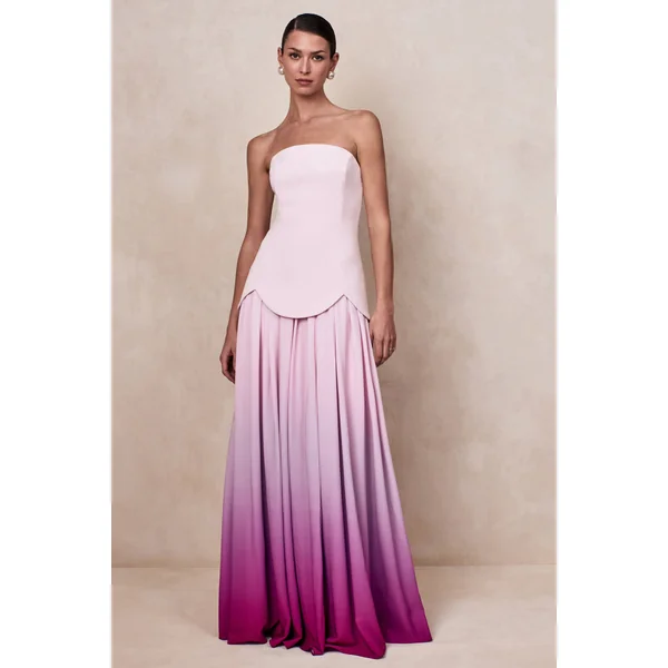 Nia | Robe longue bandeau en dégradé rose