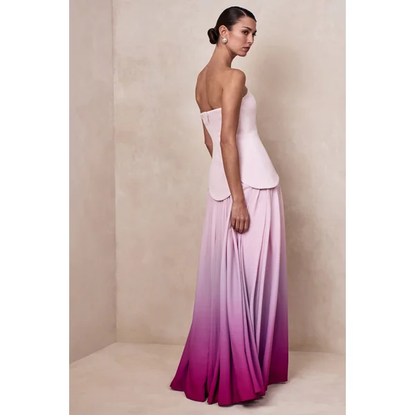 Nia | Robe longue bandeau en dégradé rose