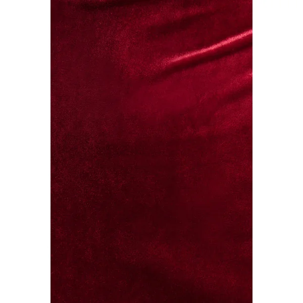 Nivina | robe mi-longue rouge en velours à col montant avec mancherons