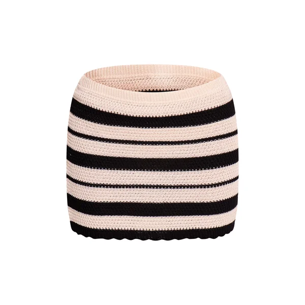 Noir & Blanc Mini-jupe Rayée Au Crochet