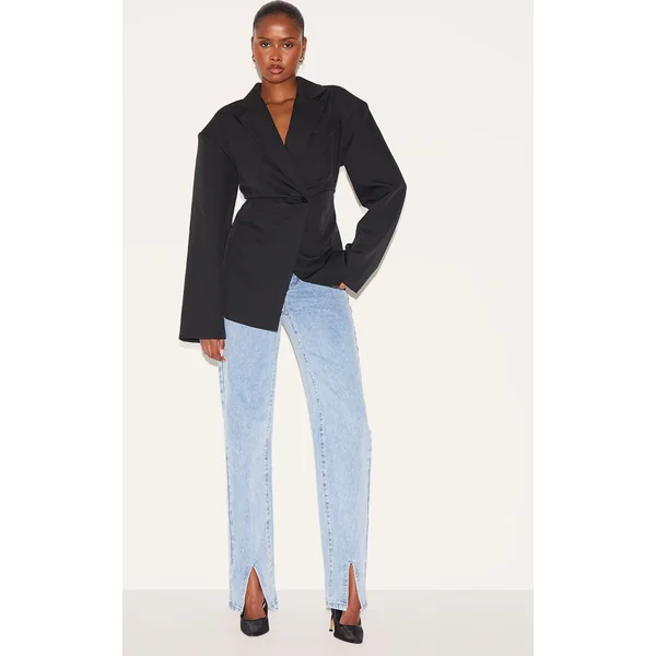 Noir Blazer Cintré À Taille Ajustée