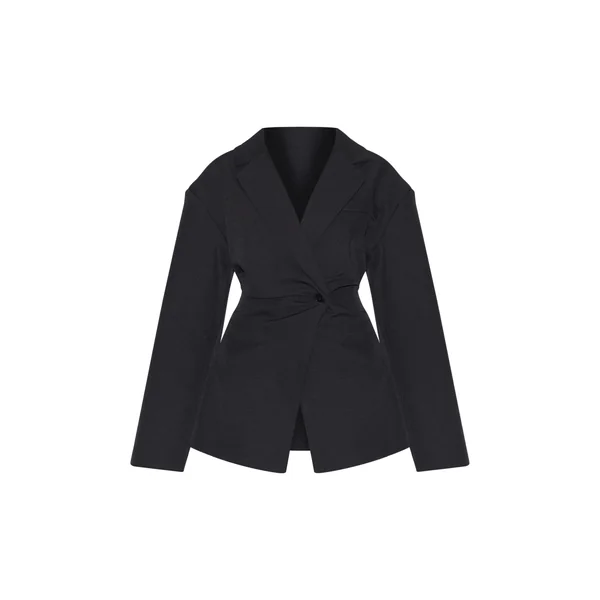 Noir Blazer Cintré À Taille Ajustée